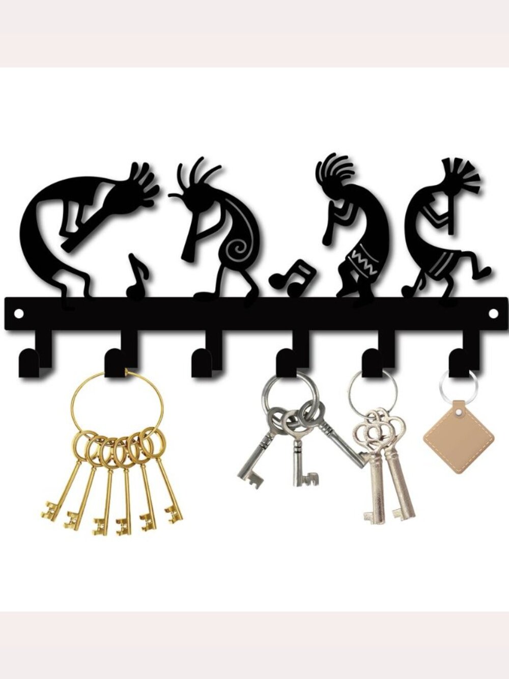 New in box Kokopelli black metal wall hanger with hooks